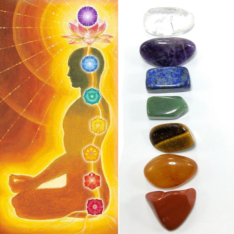 7pcs/Set Reiki Natural Stone Tumbled stone Irregular Polishing Rock Quartz Yoga Energy Bead For Chakra Healing Decoration