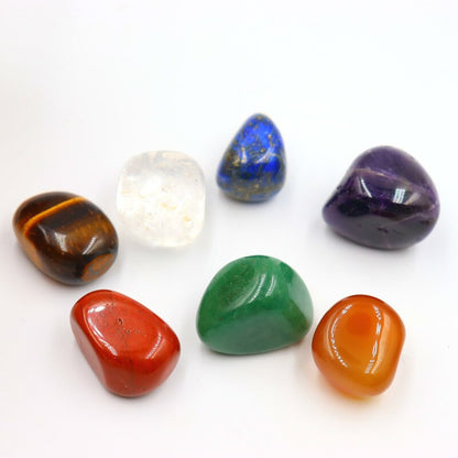 7pcs/Set Reiki Natural Stone Tumbled stone Irregular Polishing Rock Quartz Yoga Energy Bead For Chakra Healing Decoration