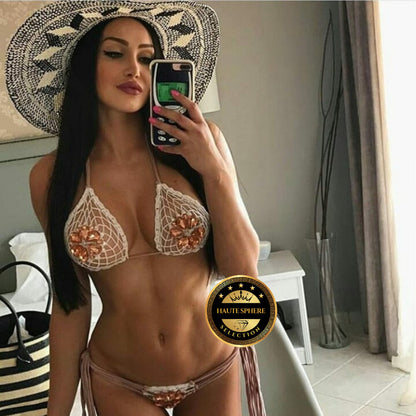 Sexy Crochet Bikini Crystal Diamond