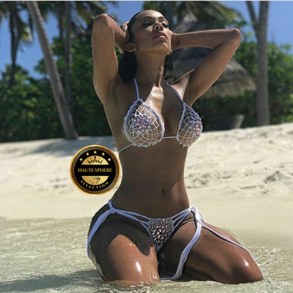 Sexy Crochet Bikini Crystal Diamond